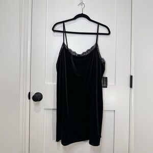 INC Women’s Black Velvet Lace Short Gown Intimates Size XL NWT